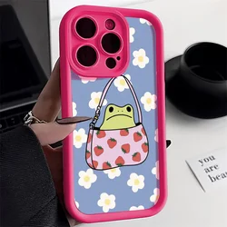 Cute Flower & Cartoon Frog Strawberry Phone Case Cover - iPhone 13 Mini (MHS - 1)