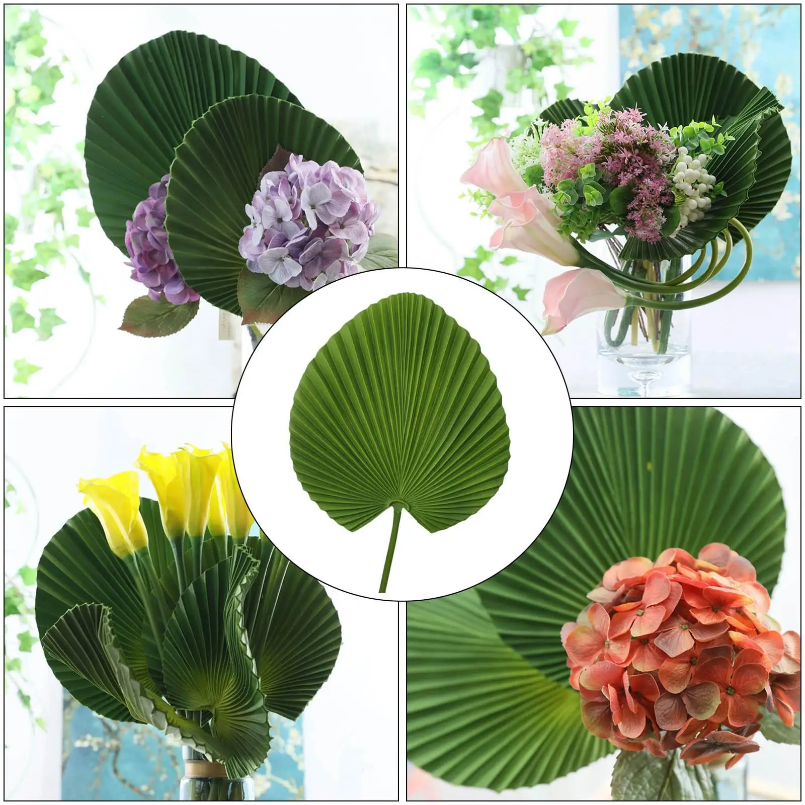 Artificial Palm Leaf Tropical PU Palm Fan Leaf for Wedding Photo Props