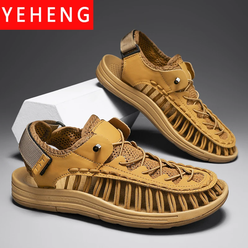 

Сандалии мужские плетеные, брендовые дизайнерские модные повседневные уличные сапоги, пляжные Босоножки ручной работы, большие размеры, лето