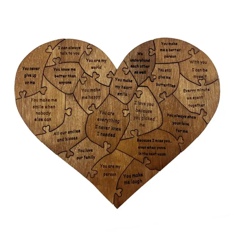 Love Heart Wooden Puzzle Heart Puzzles For Adults Adult Decompressionn Circular Love Puzzle Unique Shape Irregular Shap For Gift