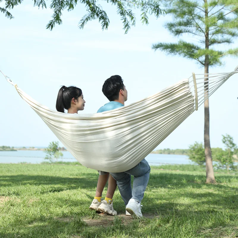 Single Person Portable Outdoor Camping Hammock Foldable High-strength Thick Canvas Anti Roll Leisure Sleep Swing Camp Hammock 5