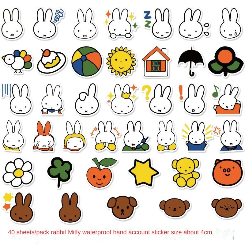 40 Sheets Miffys rabbit Cartoon Lovely Kawaii Sticker Small