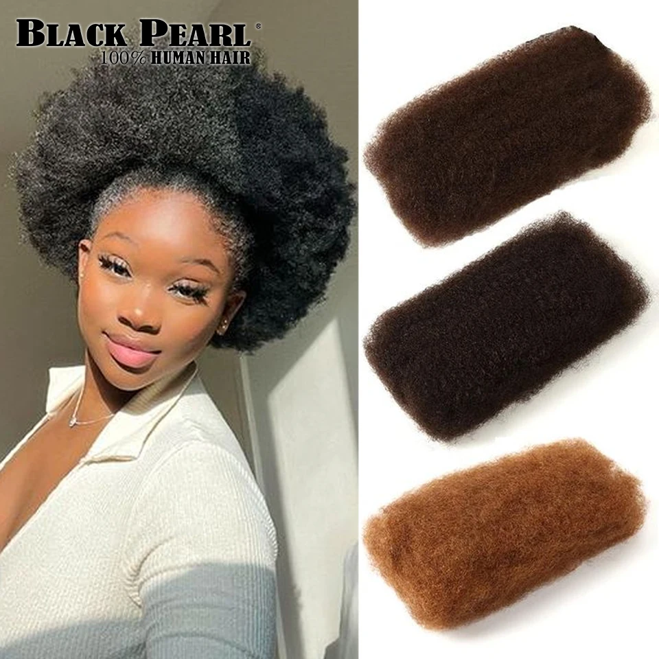 Black Pearl Remy Afro Kinky Curly Locks Hair Extensions Affordable Afro Kinky Bulk Human Hair Auburn Color For Braiding DreadLoc