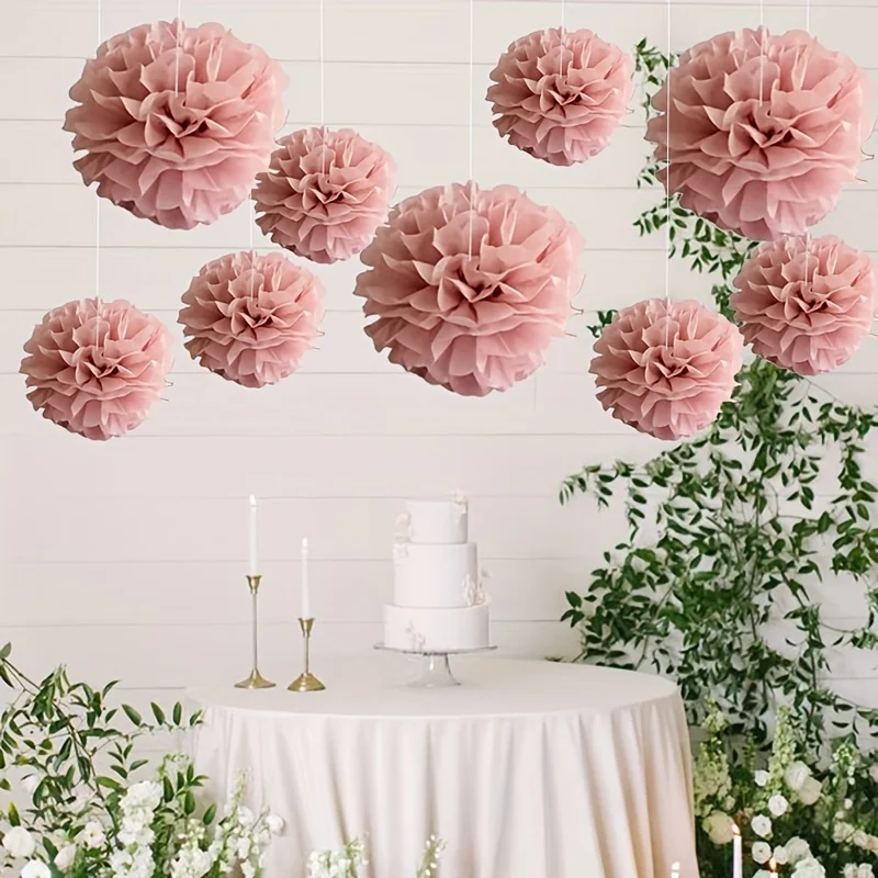 Elegant Pink Paper Flower Balls Set - Ideal for Celebrations & Events