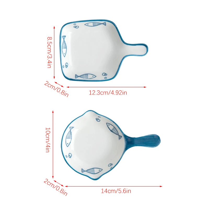 Breakfast Dessert Plate Baking Plate Milk Cup Nordic Style Creative Ceramic Handle Microwave Oven Underglaze Color Plates