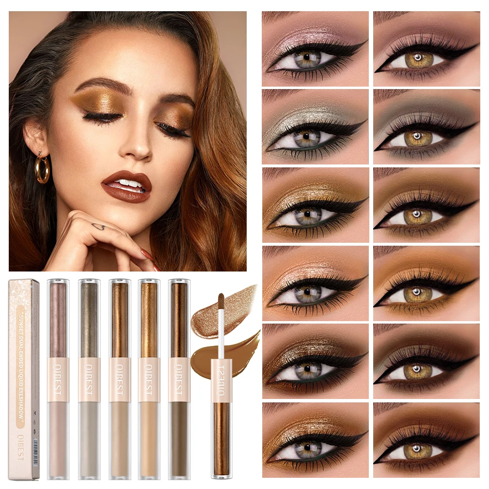 2 In 1 Stick Pearly Matte Eyeshadow Cream Smooth Nude Eye Makeup Liquid Contour Shadow Stick Waterproof Shimmer High Light Pen 2