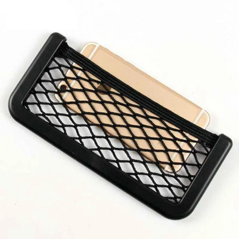Car Storage Bag Mesh Net Pocket Mobile Phone Holder Multi Function Auto Accessories