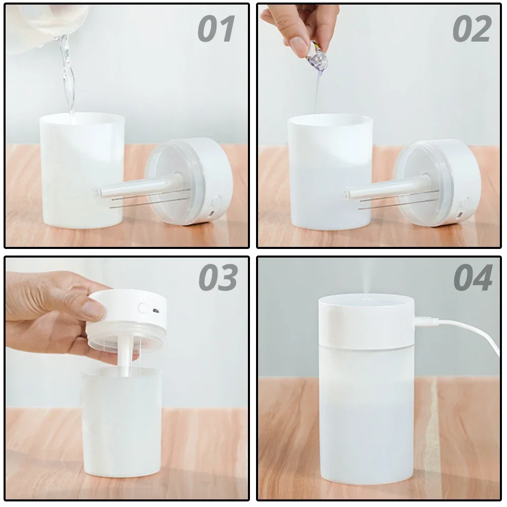 Air Humidifier 260ML Ultrasonic Mini Aromatherapys LED Lamps for Home Car Atomizing Diffuser Sprayer USB Essential Oil