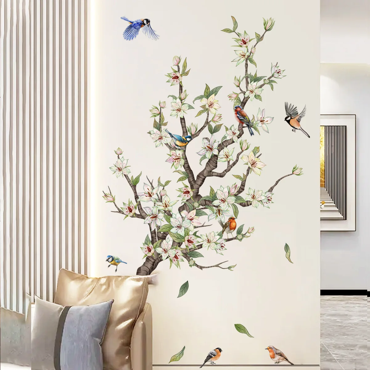 

Flower Wall Stickers Tree Brunch Plants Decor Peel Stick Bedroom Decals for Girl Living Room Botanical Art Interior Decoration