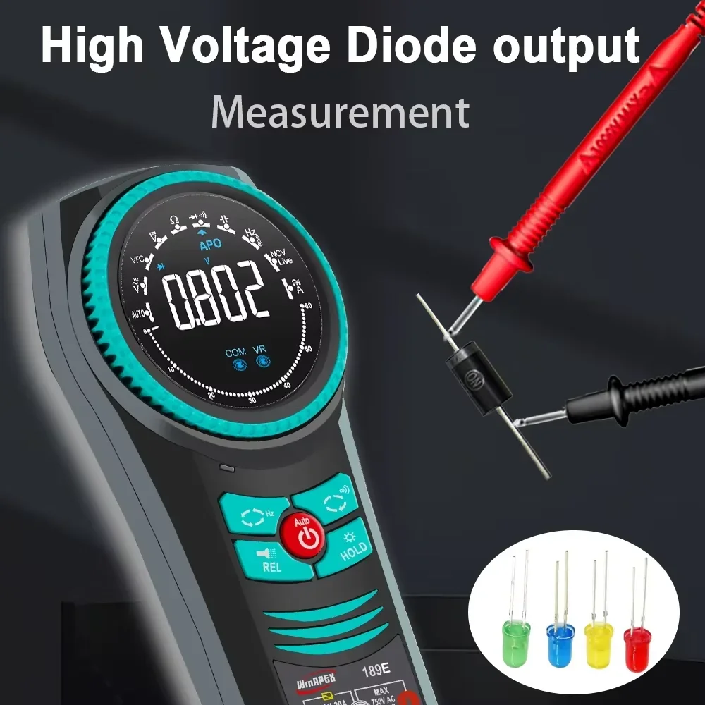 WINAPEX 189E Handheld Rotating Multimeter AC/DC 750V~1000V Auto Range Backlight True-RMS Smart Multimeter Home Circuit Inspect