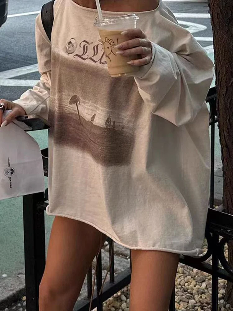 SisjulyVultures Faionable Oversize mat Sle Women's T-irt Summer Cool Wind Creative Pattern Polyester Long Sve