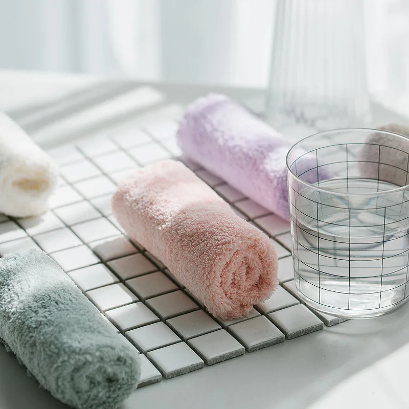 Description Picture 3 of itemSmall Hand Towel Square 25*25cm Child Kids Face Washcloth 25*50cm Coral Velvet soft Microfiber High density