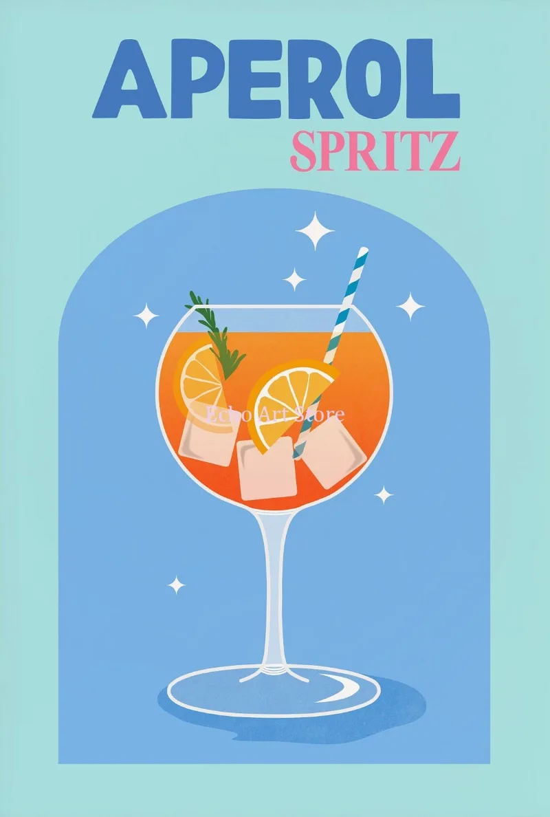 Retro Colourful Cocktail Rum Fashion Drink Fruit Juice Posters and Prints Canvas Printing Wall Art Picture for Bar Kitchen Decor
