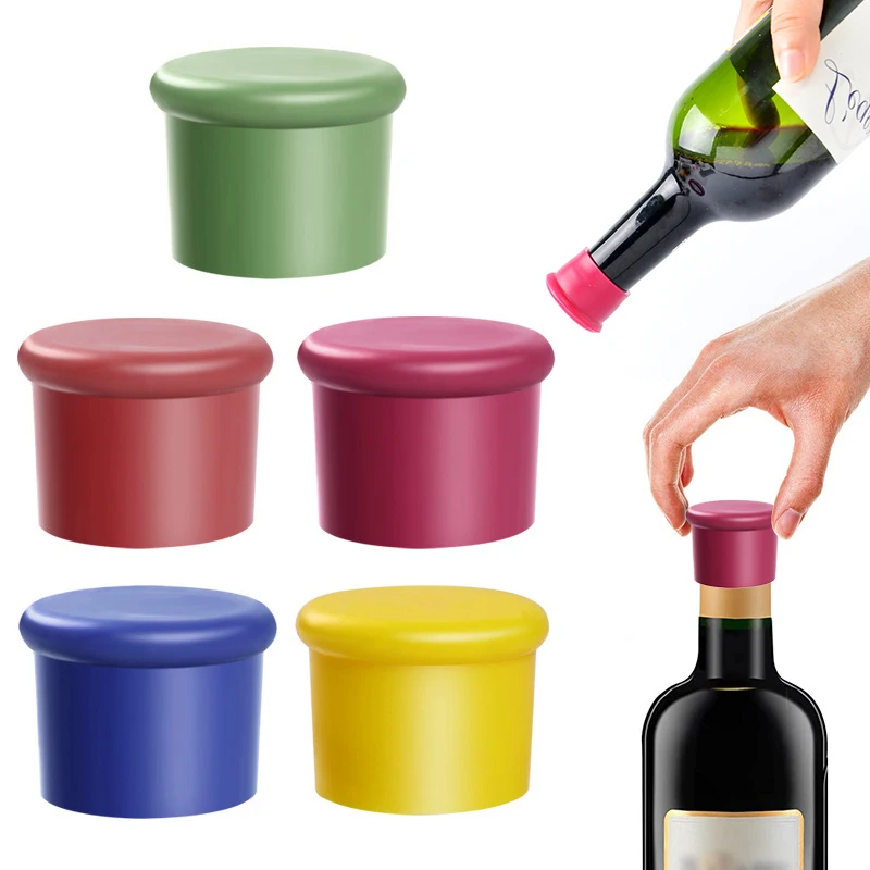 Set Di 6 Tappi Per Vino In Silicone Colorati (rosso, Verde, Grigio, Arancione, Blu, Viola) - Riutilizzabili, Ermetici, Per Bottiglie Di Vino E Birra