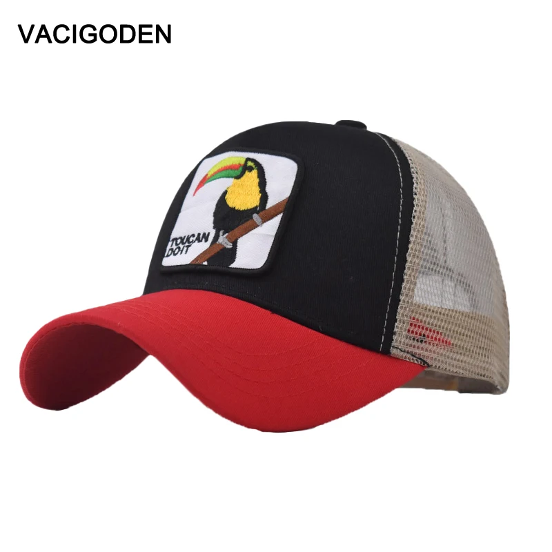 

Fashion New Men Baseball Cap Women Snapback Mesh Hats With Embroidery Parrot Toucan Trucker Casquette Summer Visor Gorras