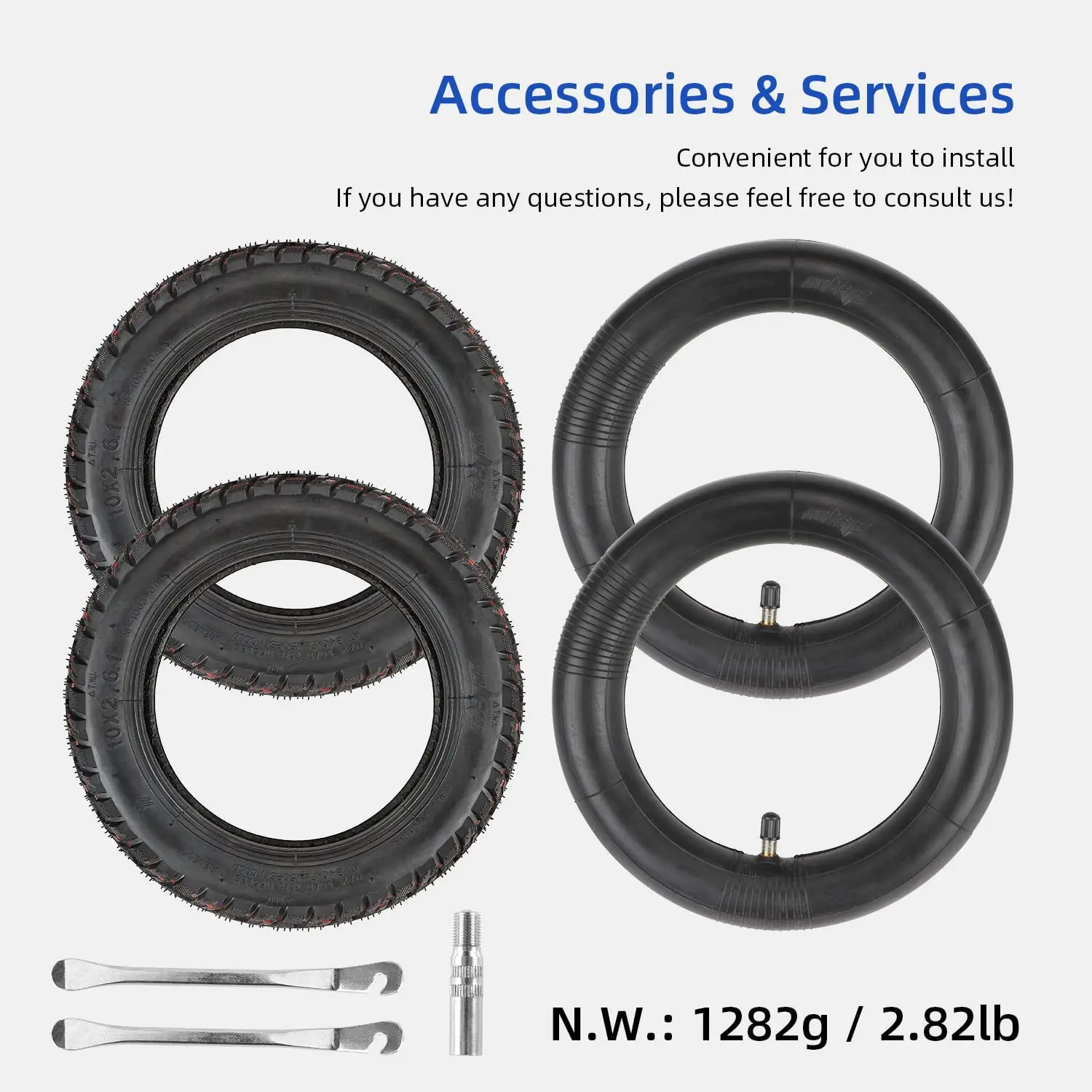 Ulip 2 Sets 10x2-6.1 Off-road Tubeless Tire With Inner Tube For Xiaomi M365 Pro Pro2 1S MI3 Lite 10 inch Electric Scooter Tyre