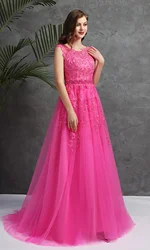 Lace Prom Dresses Appliques Vestidos De Fiesta Open Back A Line Long Formal Evening Gowns Wedding Party Dresses Robe De Soiree
