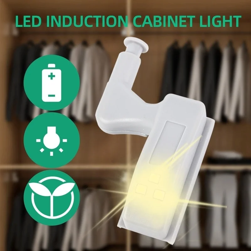 10pcs Auto Switch LED Cabinet Hinge Night Light Sensor Light For Kitchen Living Room Bedroom Wardrobe Closet Cupboard Door Lamp