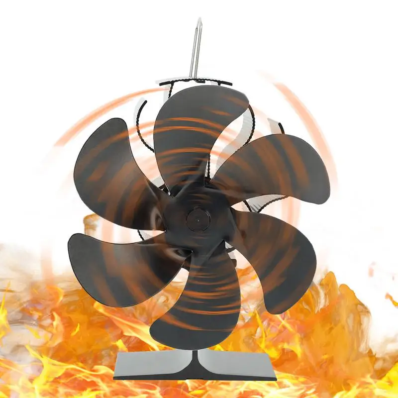 Black Fireplace Fan With 4/5/6 Blades Heat-powered wood Stove Fan Wood Log Burner Eco Quiet Fans Overheating Protection Fan 화목난로