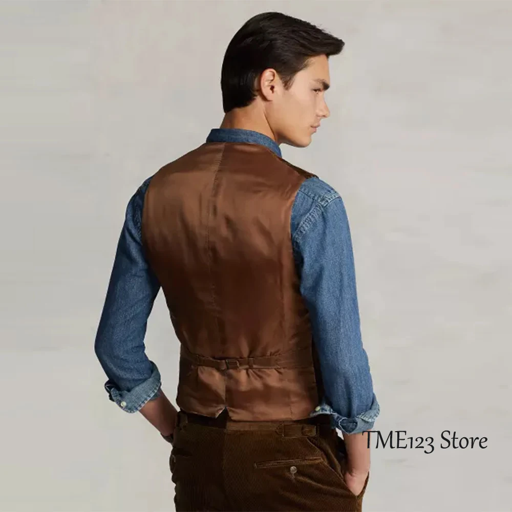 Gilet en velours côtelé pour hommes, Slim, simple boutonnage