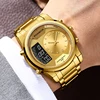 FOXBOX New Gold Quartz Wristwatch For Men Fashion Military Sport Waterproof Watch Men Top Brand Luxury Dual Display Watch Men 5