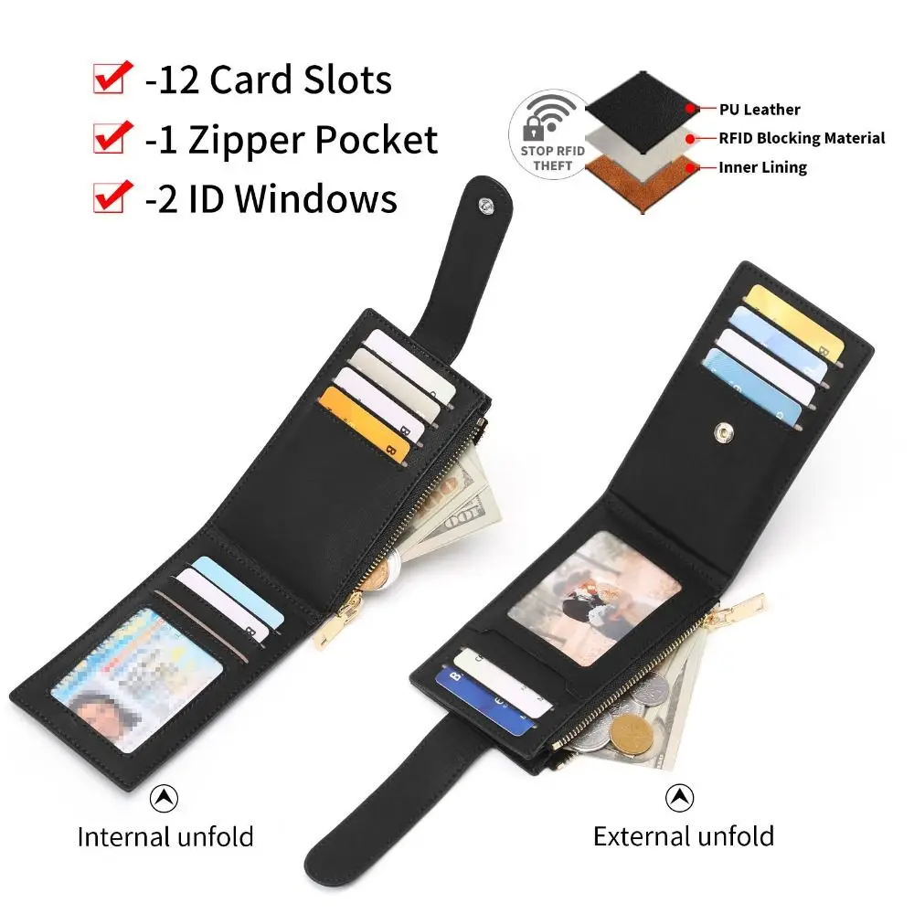 

Мужские тонкие ламинированные кошельки из искусственной кожи PU с 12 отделениями для карт