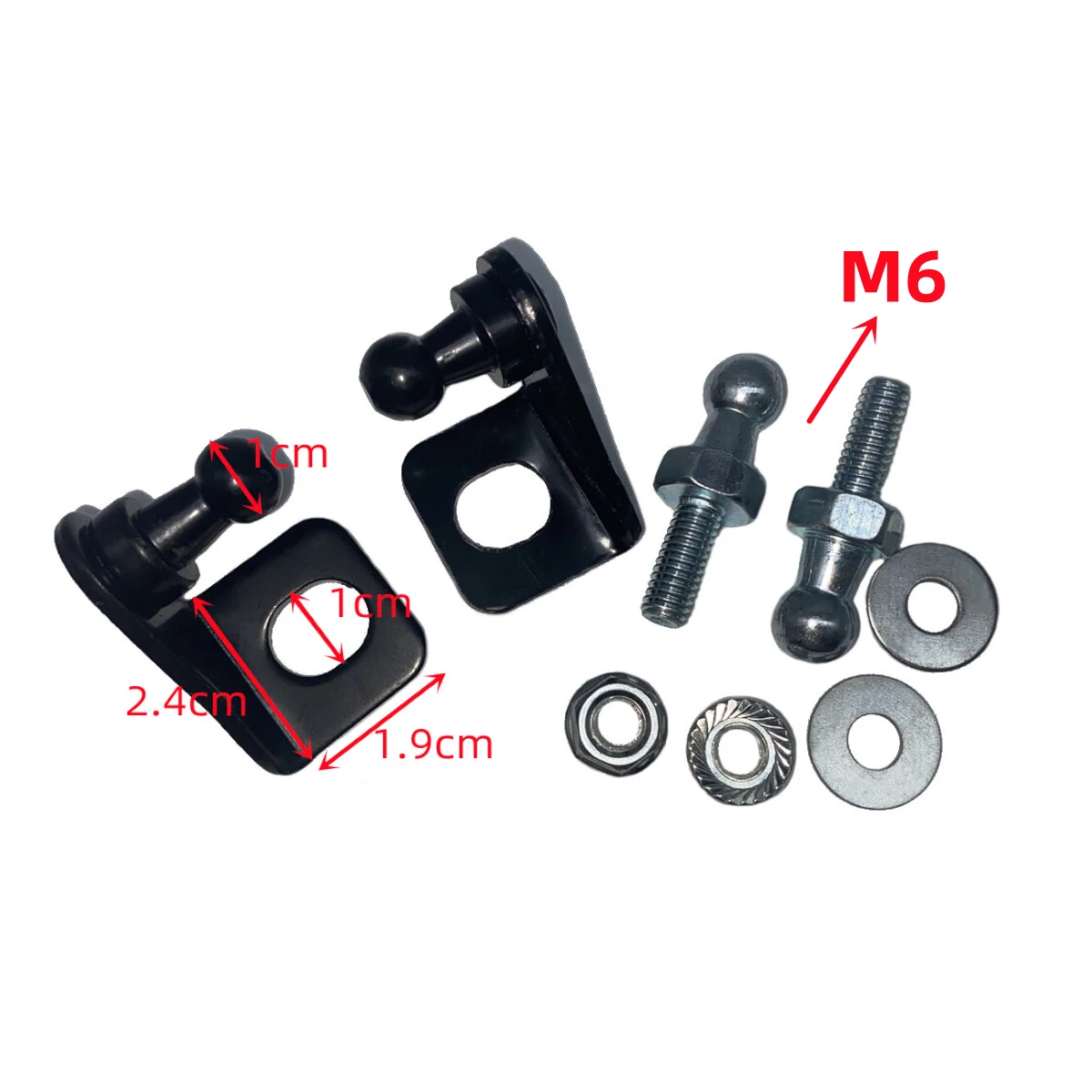 2Pcs Universal 10mm Car Ball Stud Mounting Brackets Connector for Gas Spring Struts Lift Support Shock gas spring gas strut fitting