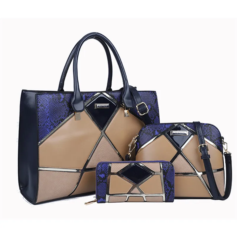 2023 New  One Shoulder Three Piece Set Trendy Splicing Large Capacity Purses  Handbag for Women