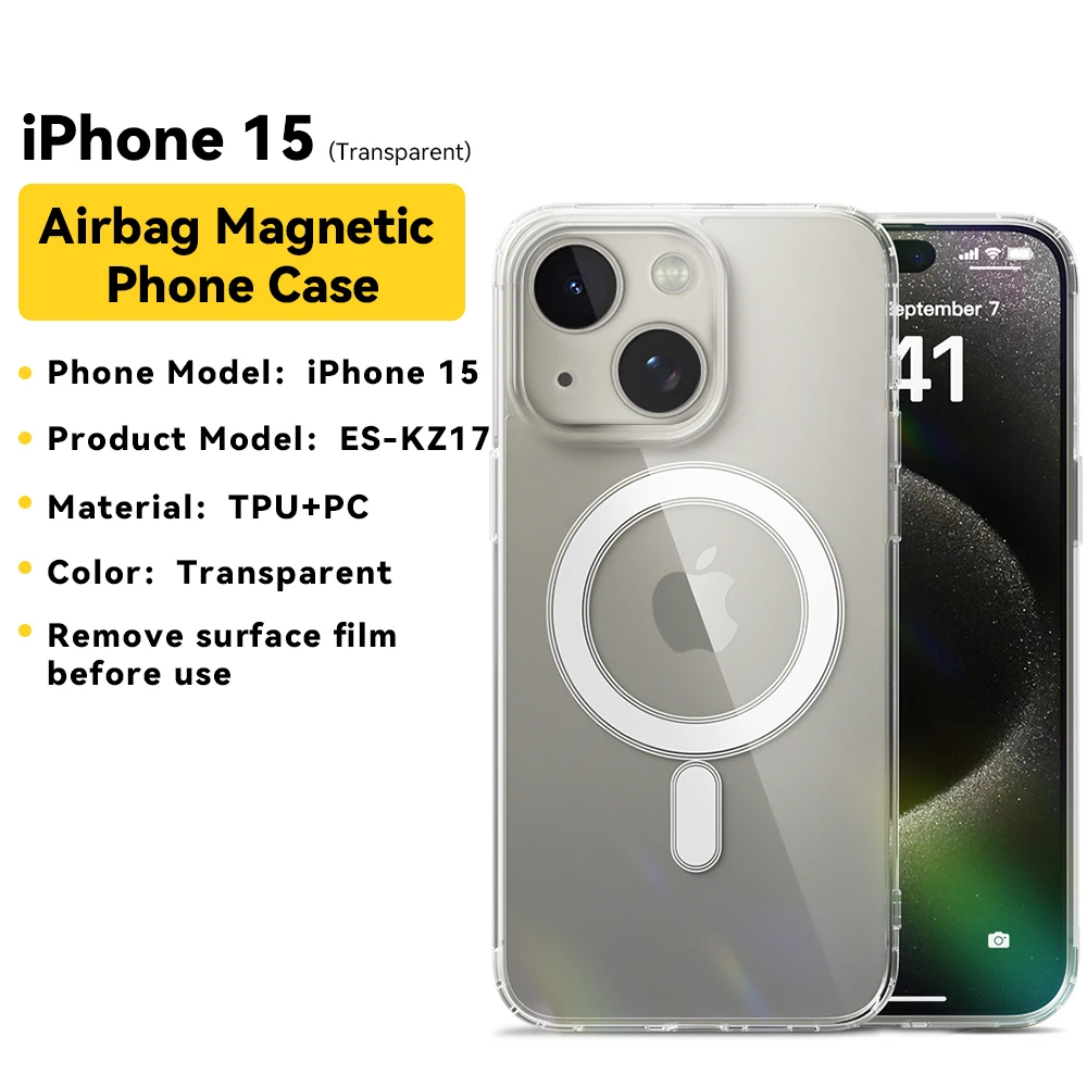 Essager Magnetic Clear Protective Case with Wireless Charging Support