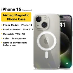Essager Magnetic Clear Protective Case with Wireless Charging Support for Pc + tpu (For iPhone 15)
