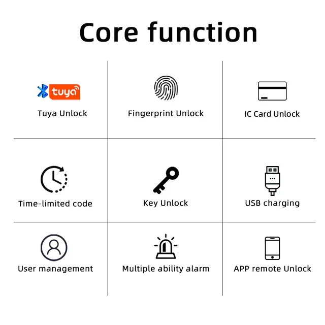 M5 Tuya BLE Fingerprint Door Lock Digital Electronic Lock with Password/Key/IC Card/ Smartlife/ Tuya APP Unlock 3
