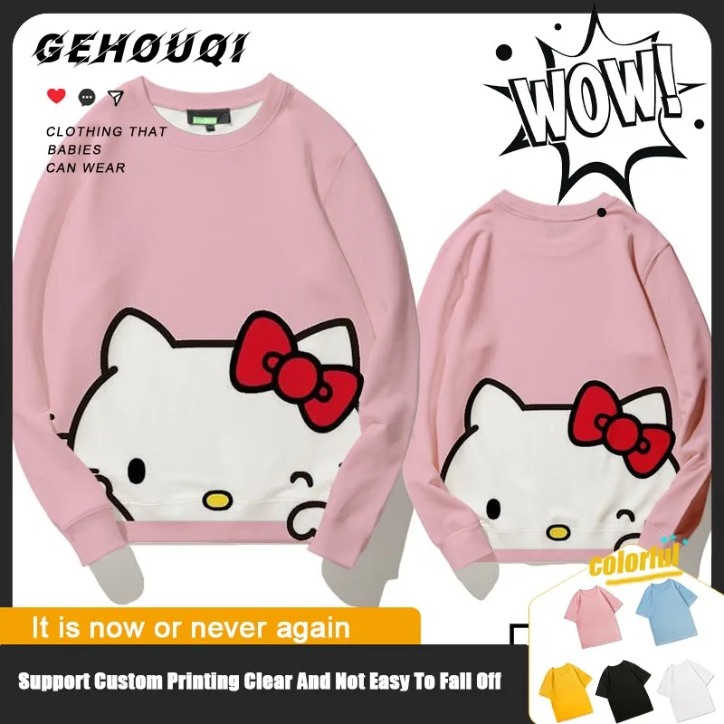 

Hellokitty Co-branded Crewneck Hoodie Women Trend Loose Sanrio Peripheral Coat Girls Clothes