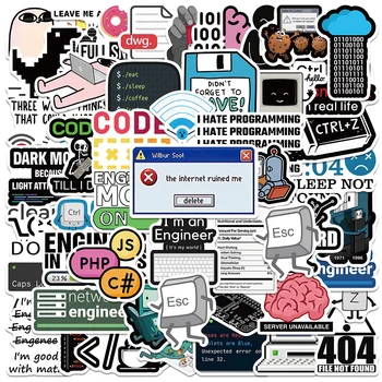 50PCS Cool Engineer Programming Network Coding Hacker MEME Stickers Vinyl DIY Computer Laptop Motorcycle Helmet Car Sticker 1