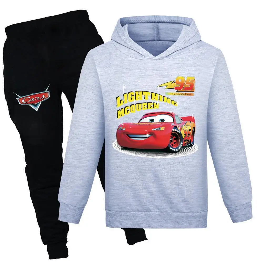 thumbnail image 1 of Disney Pixar Cars Lightning McQueen ropa deportiva para niños, trajes para niñas, Sudadera con capucha delgada Kawaii, pantalones negros, conjuntos de ropa de abrigo para niños, 1 of 5