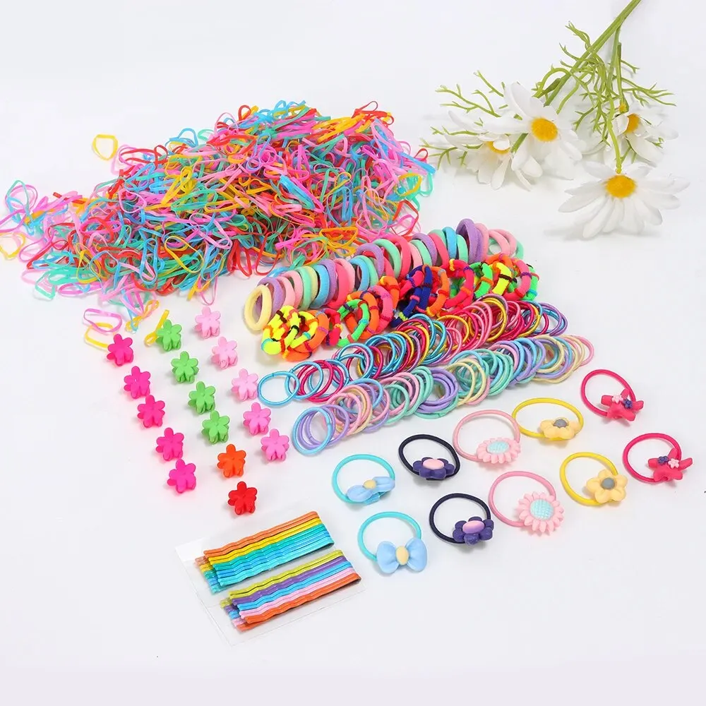 Hair Accessories Set Hairstyle House Play Toy Girl Elastic Hair Bands Hairpins Flower Claws Ties 1110PCS