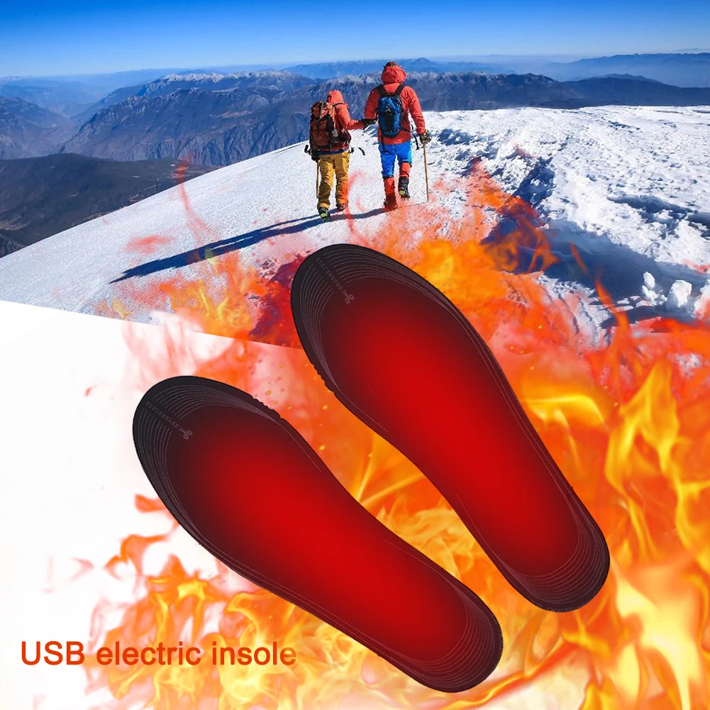 USB Heated Shoe Insoles Electric Foot Warming Pad Winter Feet Warmer Sock Pad Men Women Outdoor Camping Skiing Heating Insoles