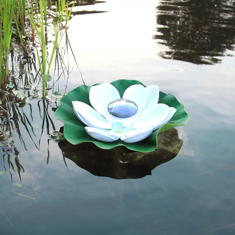 Solar Garden Light Solar Artifical Floating Lotus LED Light Solar Powered Night Pool Light Lotus Lamp Garden Pond Fountain Decor Outdoor Lighting