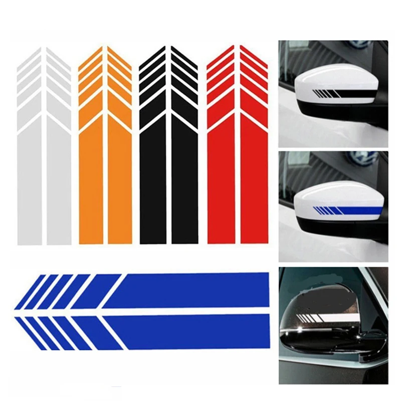 2Pcs Car Racing Stripe Sticker Rearview Mirror Reflective Vinyl Decals Decor Car Styling Waterproof Stickers Auto Accessories