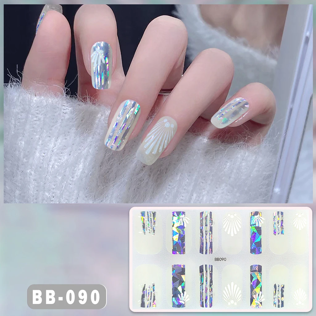 French Manicure Gel Nail Patch Slider Adhesive Waterproof Long Lasting Full Gel Nail Sticker 14Tips