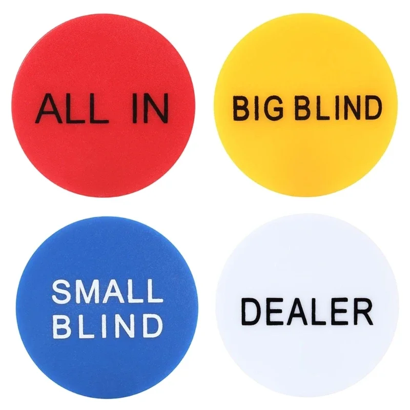 4Pcs Professional Poker Game Small Blind Big Blind Dealer Buttons Poker Cards Guard Protector Coin Chip Button
