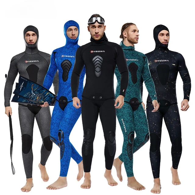 NEW 5mm Camouflage Wetsuit Long Sleeve Fission Hooded 2 Pieces Of Neoprene  Submersible For Men Keep Warm Waterproof Diving Suit - AliExpress