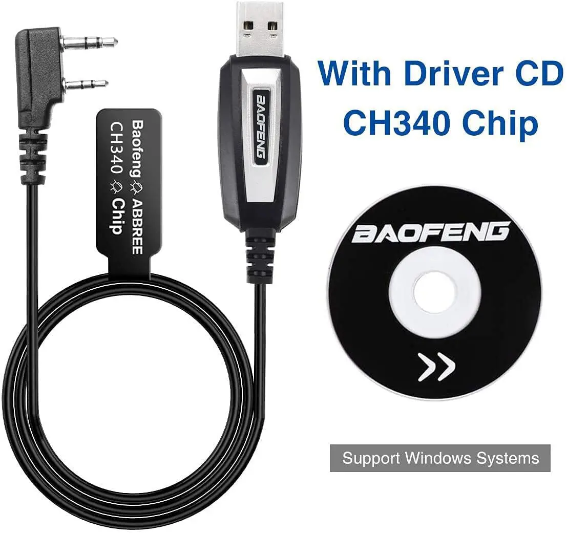 Baofeng-cabo de programação usb original com driver cd para walkie talkie, uv-5r bf-888s 5rh 82 uv 17 21 pro quansheng uv-k5 uv-k6