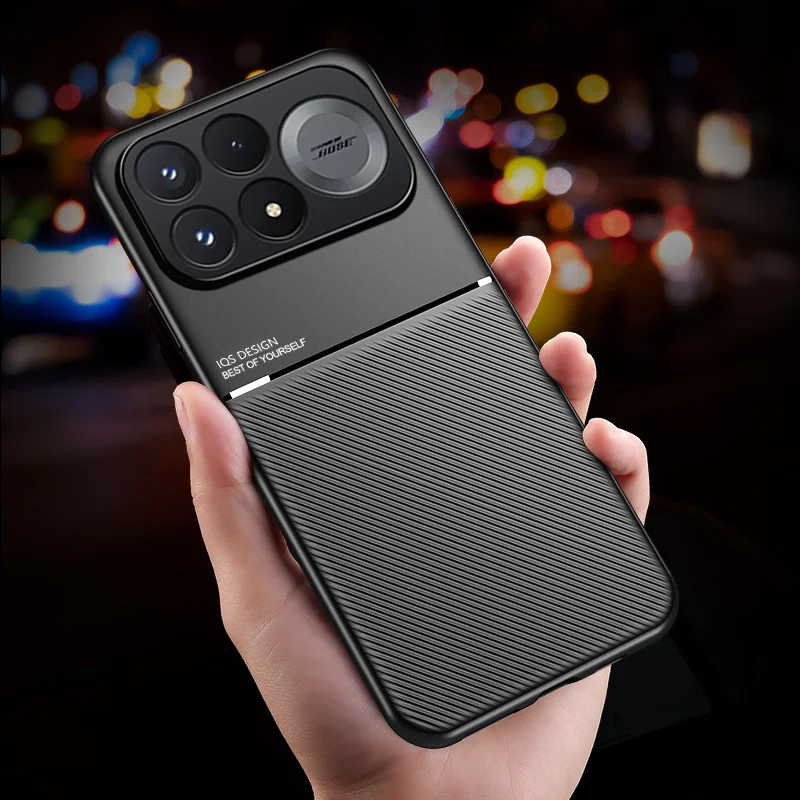 Luxury Magnetic Holder Phone Case with Soft Leather Back Cover
