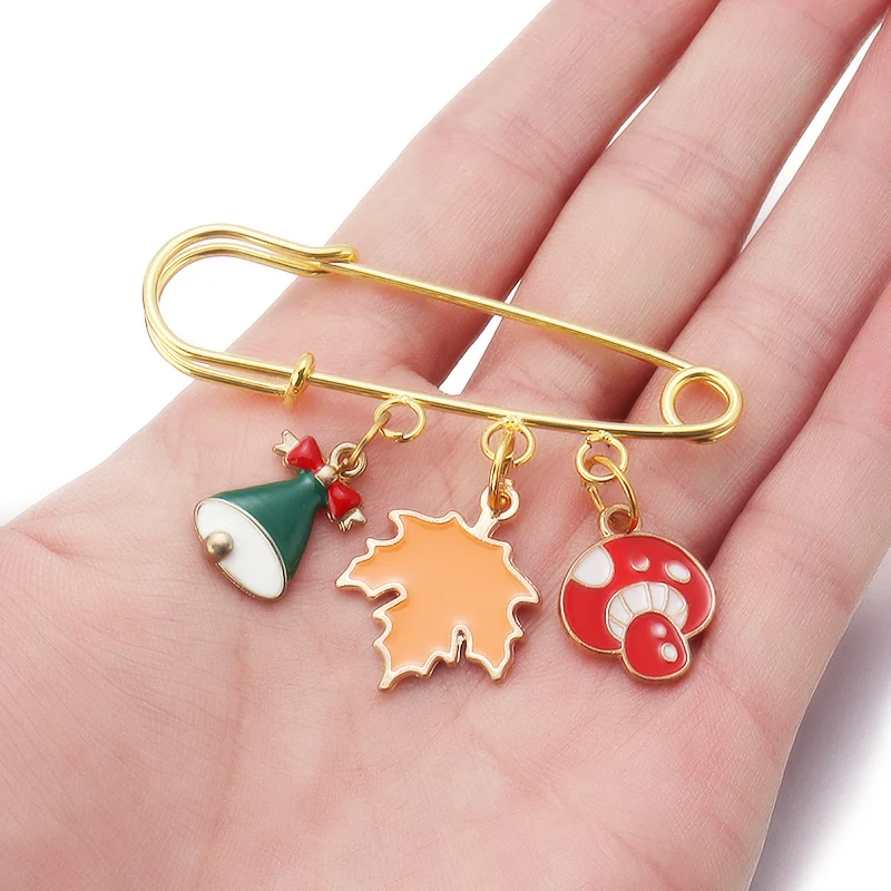 Clothing Brooch 5pcs/lot Rhinestone Gold Color Safety Brooch Pins With Loops Fitting Brooch For Women Jewelry Making Supplies