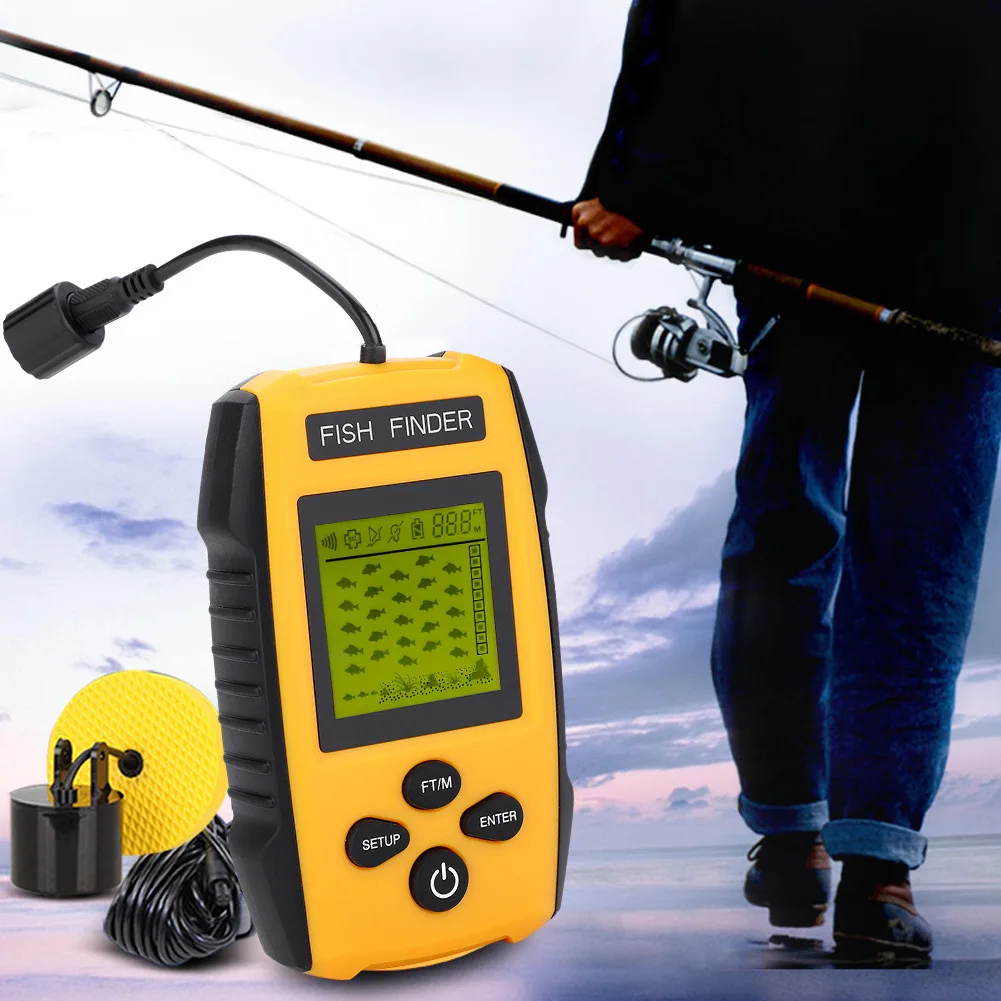 LCD Fish Finder Portable Fishfinder Sonar Fish Finder 100M Portable LCD with Sonar Sensor Fishing Accessory TL88E