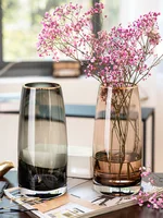 European Simple Glass Vase, Gray, Green, Coffee Hydroponic Systems, Flower Pot, Living Room, Home Decoration Accessories 1