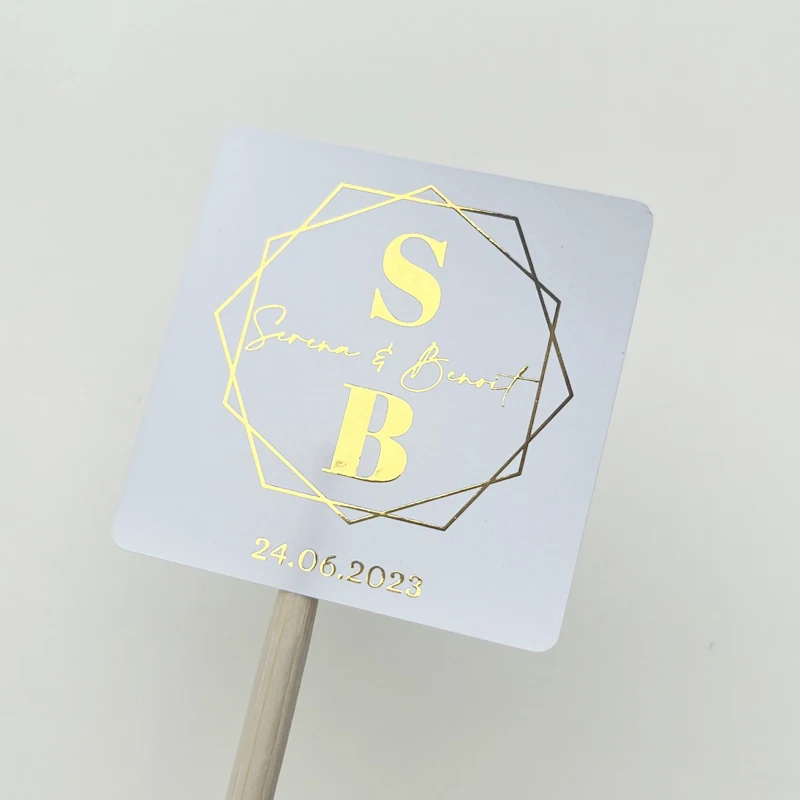 Personalized Metallic Gold Foil Stickers – Custom Printed Wedding Labels, Baptism Party... - SKU MGFS2211 - UGI Packaging