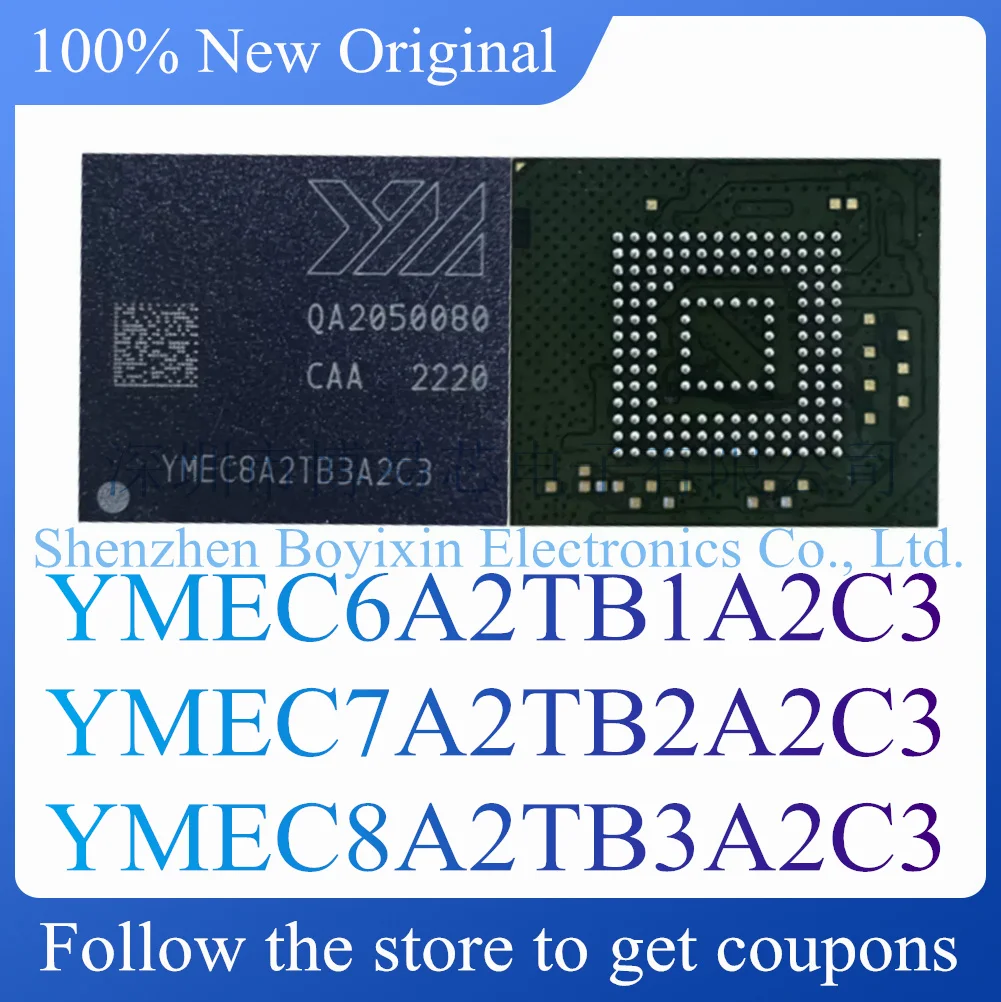 

NEW YMEC6A2TB1A2C3 YMEC7A2TB2A2C3 YMEC8A2TB3A2C3.EMMC 5.1.32G 64G 128G memory chip.