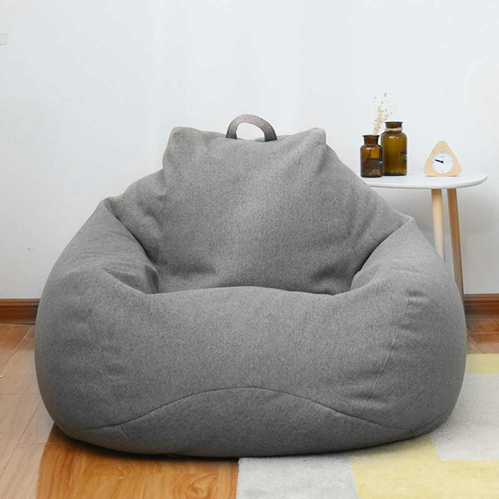 Lazy Sofa Cover With Three Side Pockets Chair Covers Without Filler Lazy Seat Bag Cover Pouf Couch Tatami Living Room Beanbags