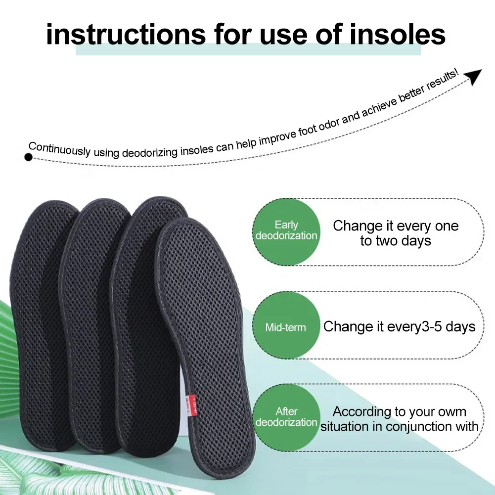 Men Running Sports Shoes Insert Bamboo Charcoal Deodorant Insoles Mesh Breathable Absorb-Sweat Shoe Pads shoe insoles